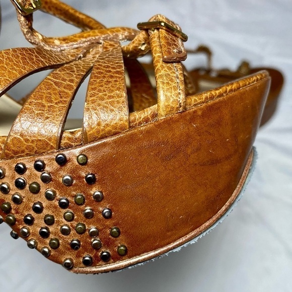 LAMB Gwen Stefani Studded Dale brown Platform strappy Stilettos size 5.5 - Picture 13 of 14